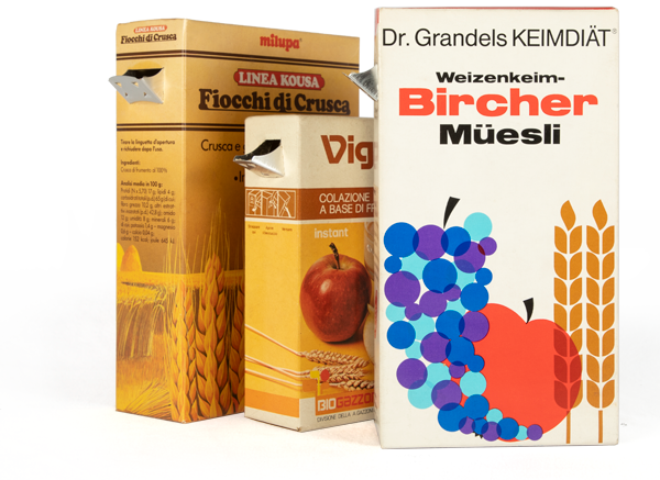 Imballaggio packaging astuccio ecologico con beccuccio erogatore richiudibile per Cereali in grano e da colazione