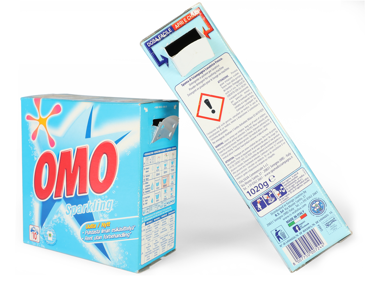 Imballaggio packaging astuccio ecologico con beccuccio erogatore richiudibile per Detersivi in polvere
